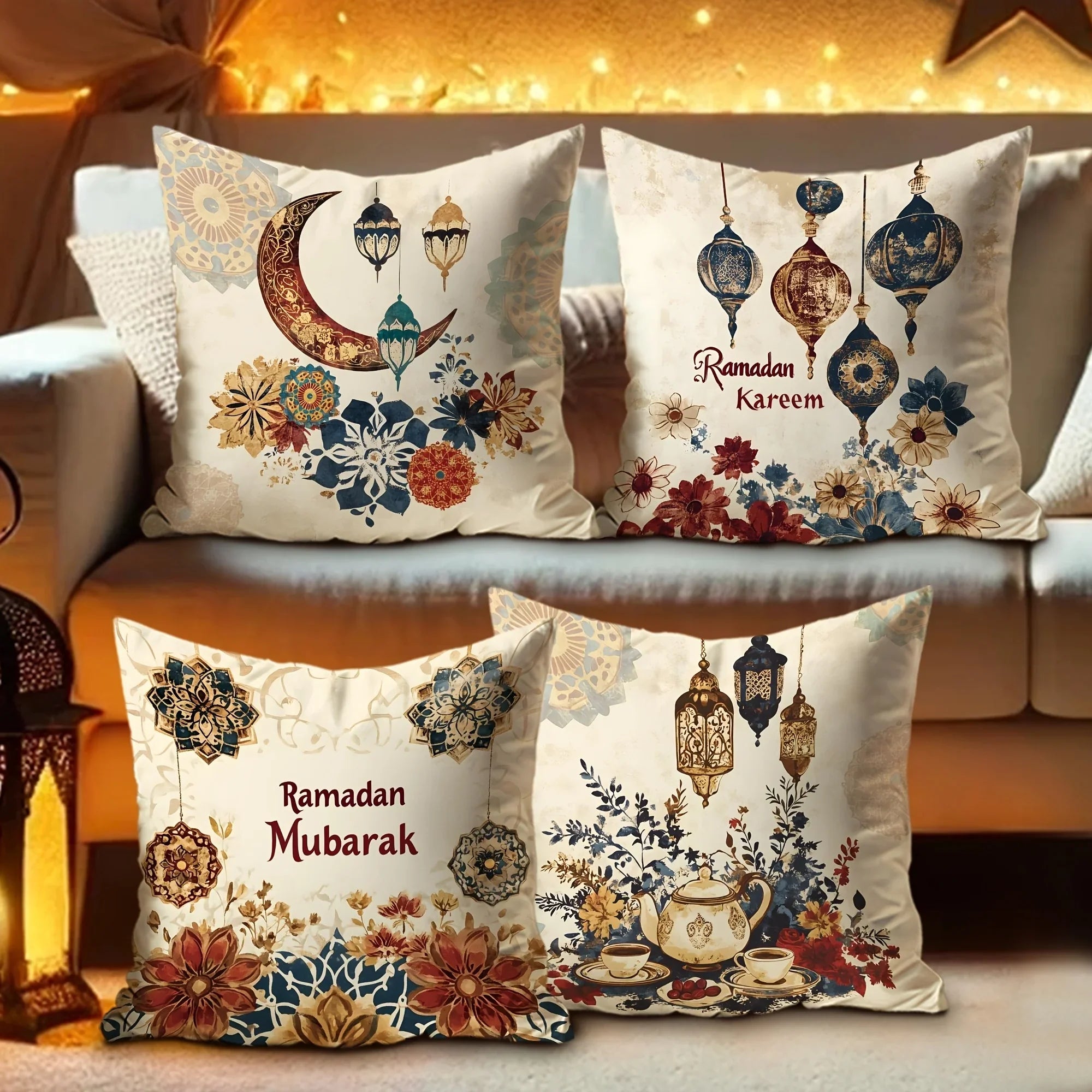 Pillowcase - Floral Polyester Lantern 45cm