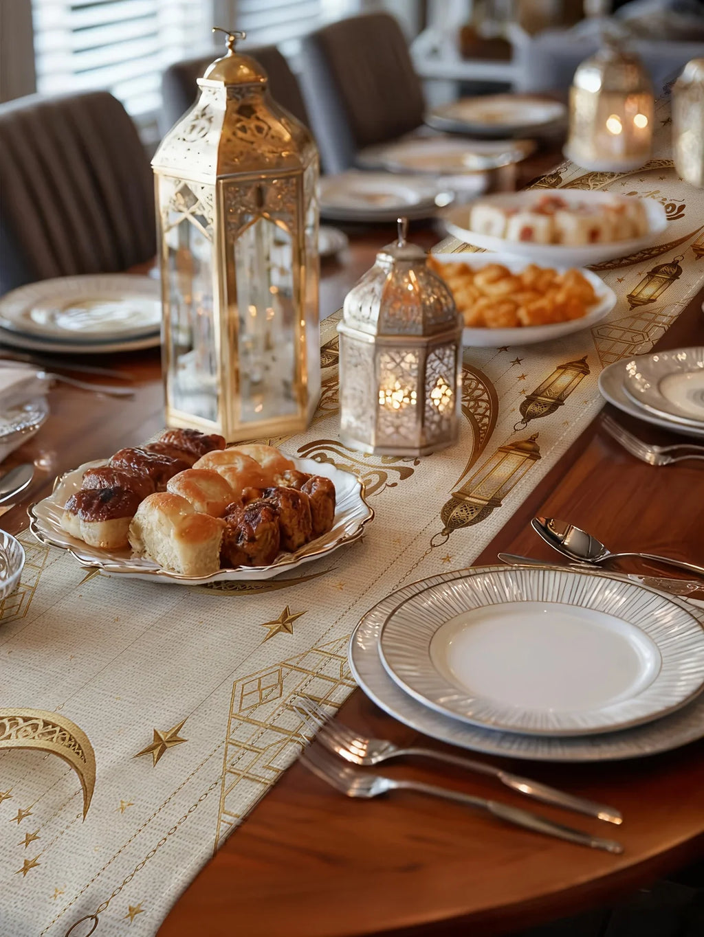 Polyester Table Runner - Rectangular Ramadan Lantern