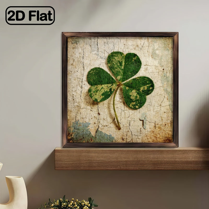 Shamrock Sign - Rustic Wooden Green 8x8 Inch