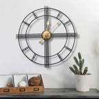 60cm Extra Large Metal Skeleton Wall Clock, European Retro Creative Wrought Iron Round Wall Clock Roman Numerals Silent Non Ticking Unique Unusual Clock, Outdoor Garden Clock, Perfect for Living Room, Bedroom, Kitchen, Garden House Of Avana