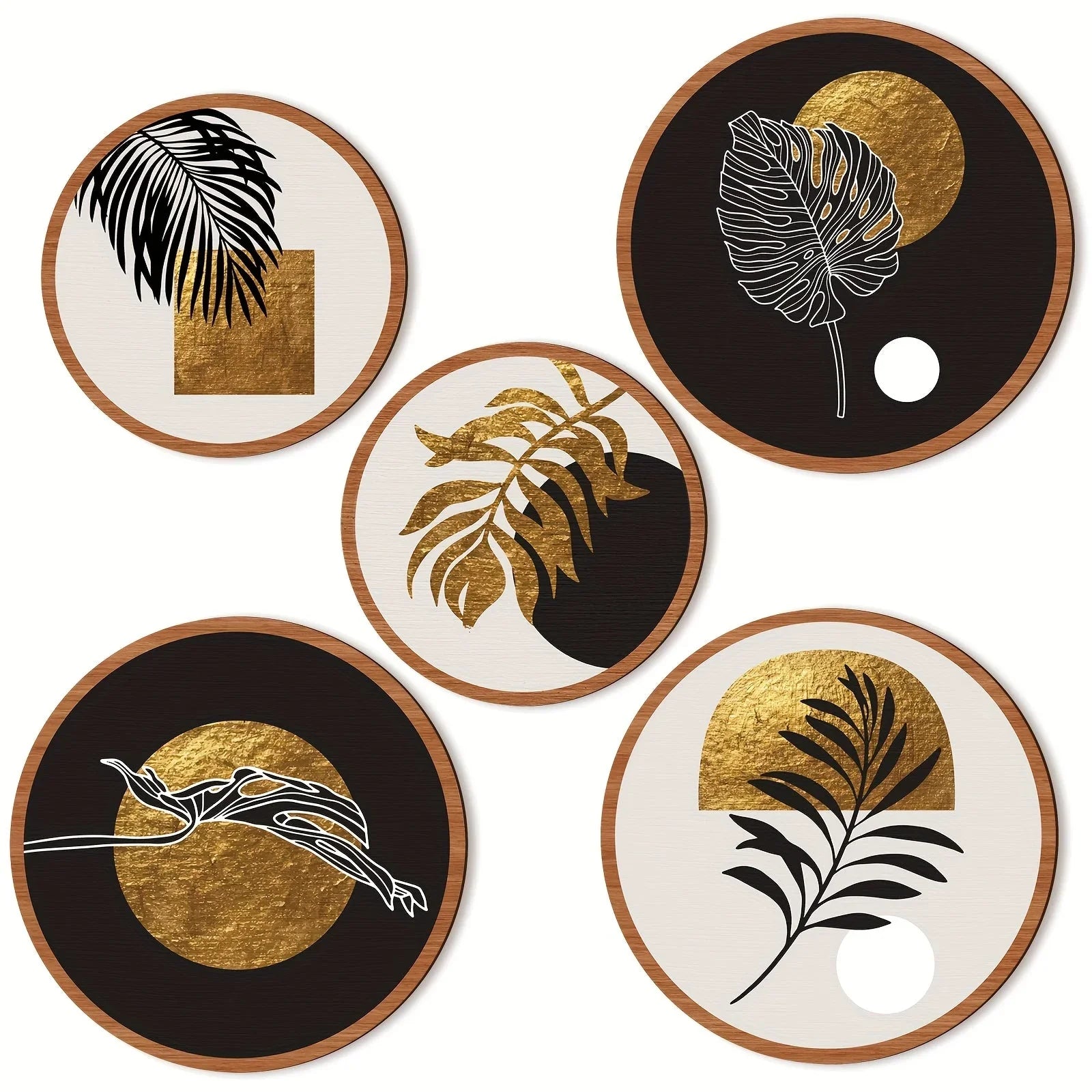 5pc Geo Minimalist Wood Wall Art Set - House Of Avana
