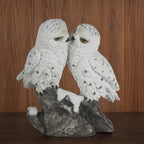 6"h Snow Owl Kissing Figurine Decorative Resin Statue Sculpture for Home, Office, or Bookshelf – a... - House Of Avana