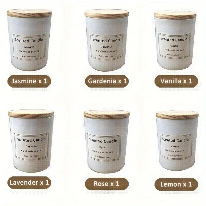 6 Bottles, Scented Candle, 150g (5.29oz) Smokeless Candle, 45 Hours Burning Time, Vanilla, Jasmine, Lavender, Home, White Glass Gift Box, Wedding, Birthday, Halloween, Thanksgiving, Christmas, Mom, Friend, Wife Sister Women H House Of Avana
