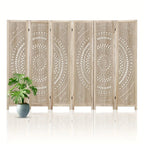 6-panel Wooden Room Divider, Privacy Screen Wooden Room Divider, Carved Room Divider Board, Free... - House Of Avana