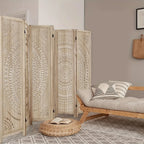 6-panel Wooden Room Divider, Privacy Screen Wooden Room Divider, Carved Room Divider Board, Free... - House Of Avana
