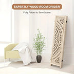 6-panel Wooden Room Divider, Privacy Screen Wooden Room Divider, Carved Room Divider Board, Free... - House Of Avana