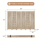6-panel Wooden Room Divider, Privacy Screen Wooden Room Divider, Carved Room Divider Board, Free... - House Of Avana