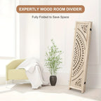 6-panel Wooden Room Divider, Privacy Screen Wooden Room Divider, Carved Room Divider Board, Free... - House Of Avana