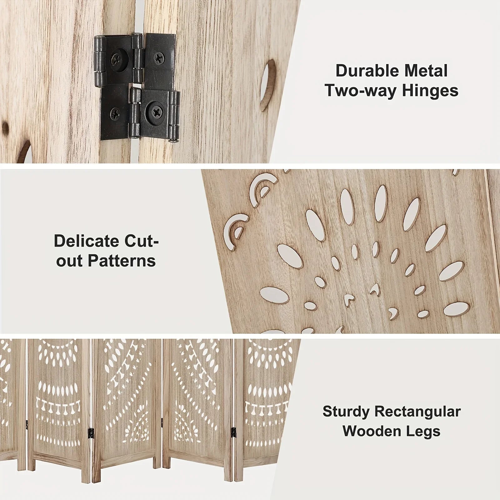 6-panel Wooden Room Divider, Privacy Screen Wooden Room Divider, Carved Room Divider Board, Free... - House Of Avana