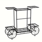 6-tier Metal Garden Cart Stand Iron Plant Rack Home Porch Flower Display Holder, texture detail - House Of Avana [[SKU:HOA-GDN-011]]