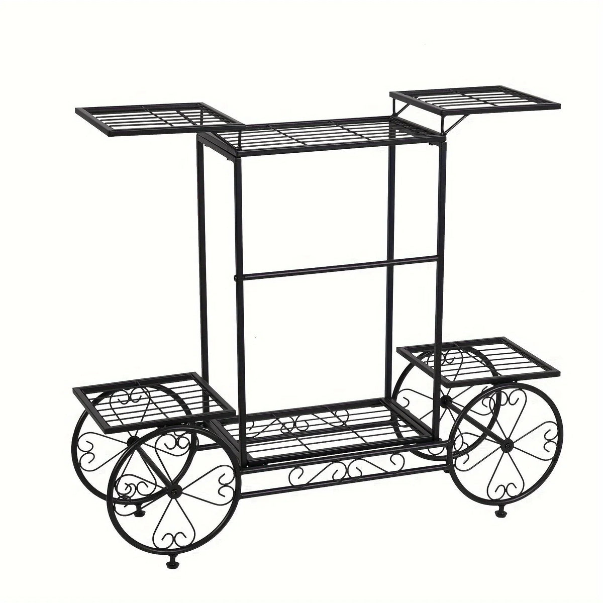 6-tier Metal Garden Cart Stand Iron Plant Rack Home Porch Flower Display Holder, texture detail - House Of Avana [[SKU:HOA-GDN-011]]