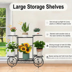 6-tier Metal Garden Cart Stand Iron Plant Rack Home Porch Flower Display Holder, back view - House Of Avana [[SKU:HOA-GDN-011]]