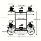 6-tier Metal Garden Cart Stand Iron Plant Rack Home Porch Flower Display Holder, side view - House Of Avana