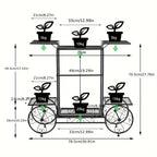 6-tier Metal Garden Cart Stand Iron Plant Rack Home Porch Flower Display Holder, side view - House Of Avana [[SKU:HOA-GDN-011]]