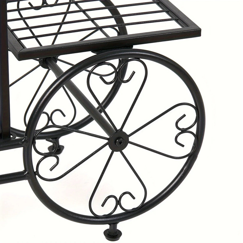 6-tier Metal Garden Cart Stand Iron Plant Rack Home Porch Flower Display Holder, detail shot - House Of Avana [[SKU:HOA-GDN-011]]