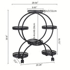 6 Potted Metal Plant Stand Garden Cart Wrought Iron Flower Pots Rack Holder Display Shelf with Wheels... - House Of Avana [[SKU:HOA-GDN-010]]