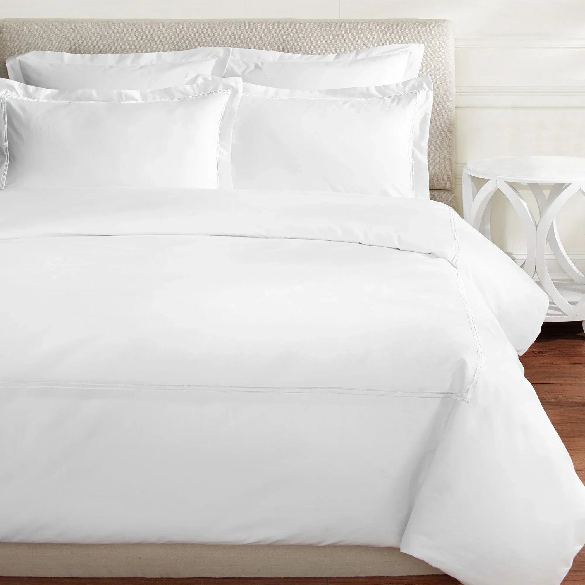 600 Thread Count Border Stripe Embroidered Duvet Set, front view - House Of Avana
