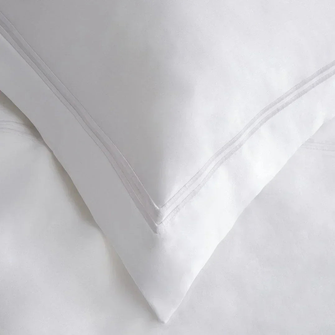 600 Thread Count Border Stripe Embroidered Duvet Set, back view - House Of Avana