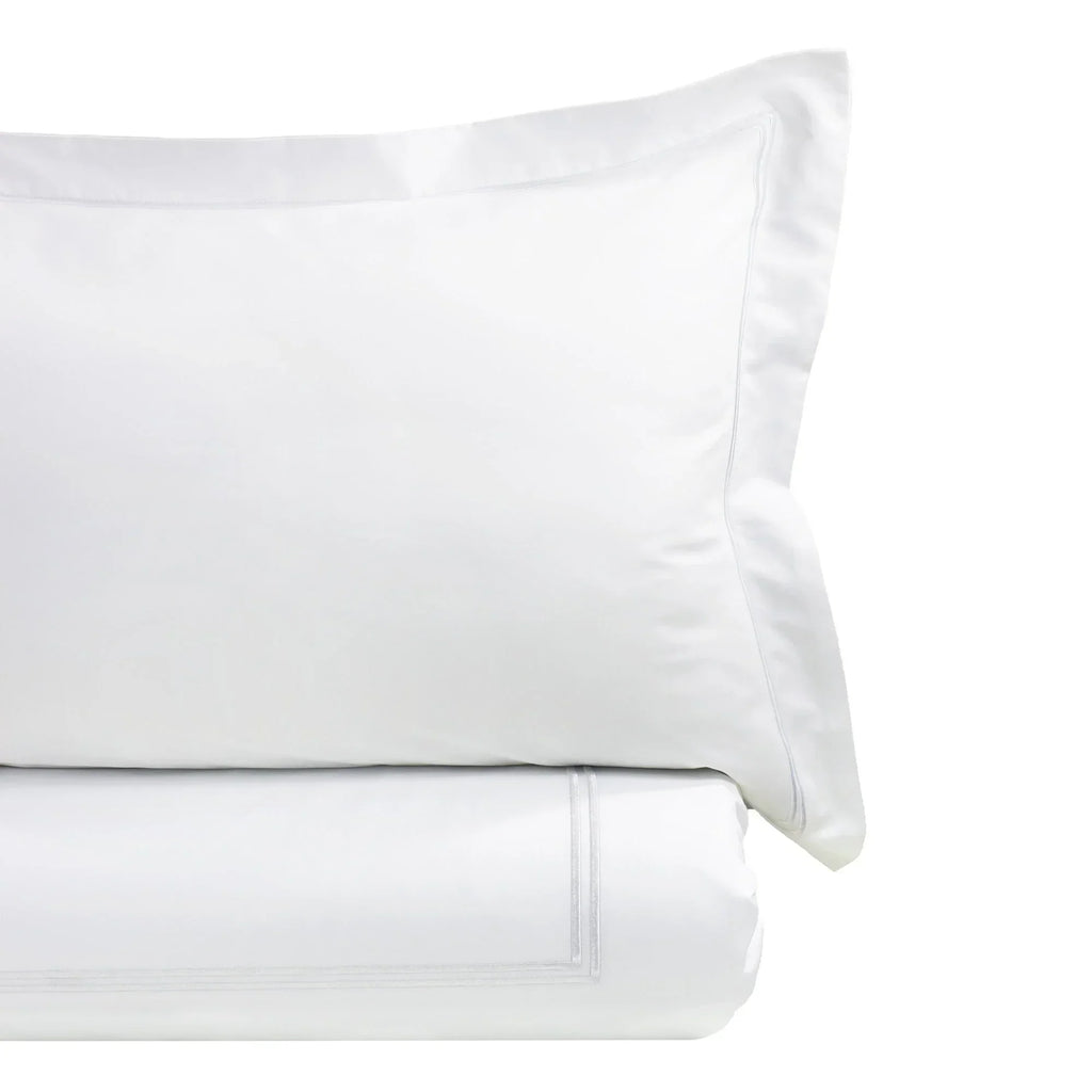 600 Thread Count Border Stripe Embroidered Duvet Set, side view - House Of Avana