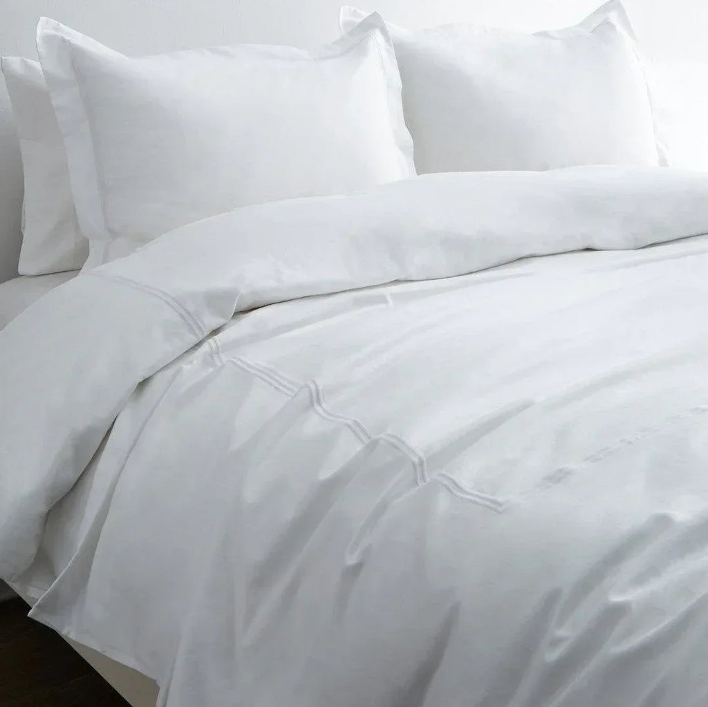 600 Thread Count Border Stripe Embroidered Duvet Set, detail shot - House Of Avana