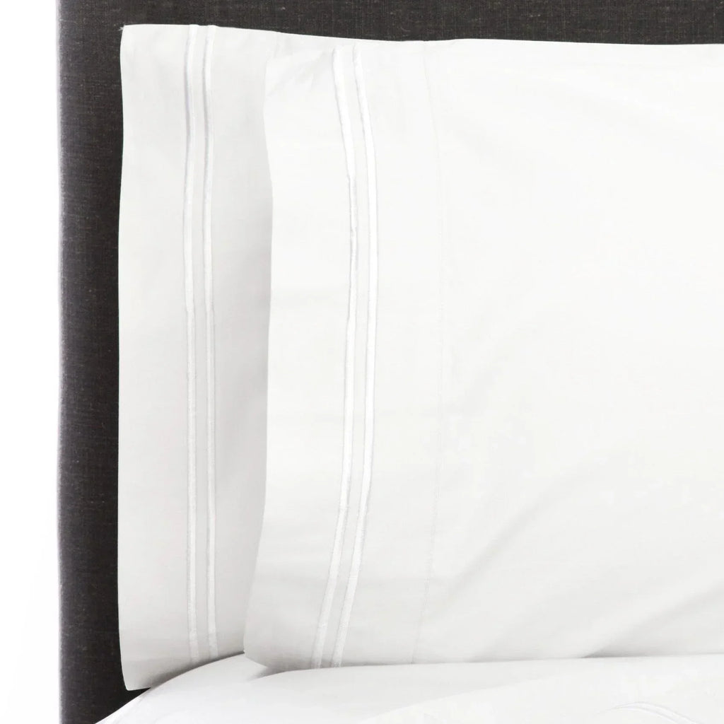 600 Thread Count Border Stripe Embroidered Pillowcases, front view - House Of Avana
