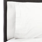 600 Thread Count Border Stripe Embroidered Pillowcases, front view - House Of Avana