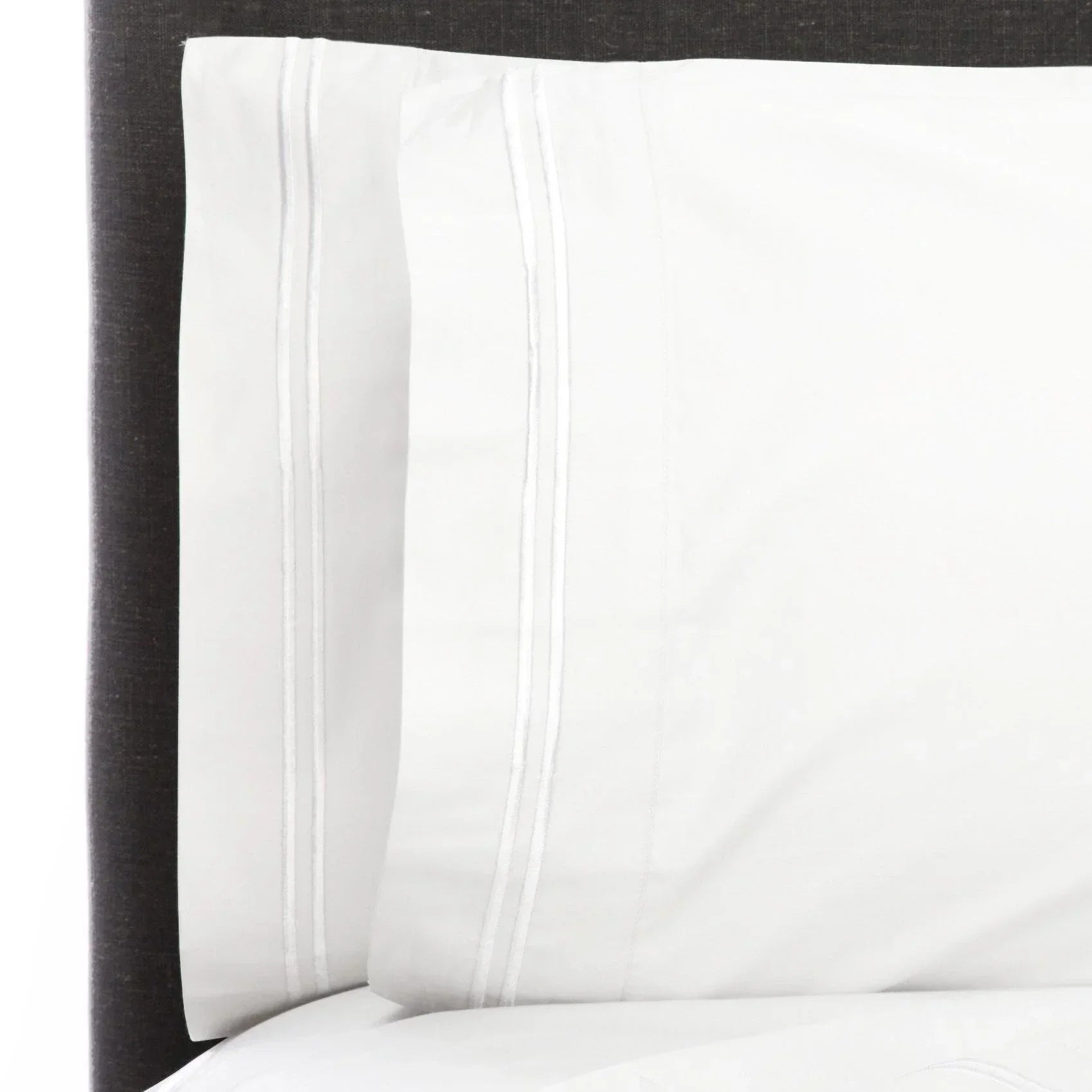 600 Thread Count Border Stripe Embroidered Pillowcases, front view - House Of Avana