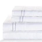 600 Thread Count Border Stripe Embroidered Sheet Set, detail shot - House Of Avana