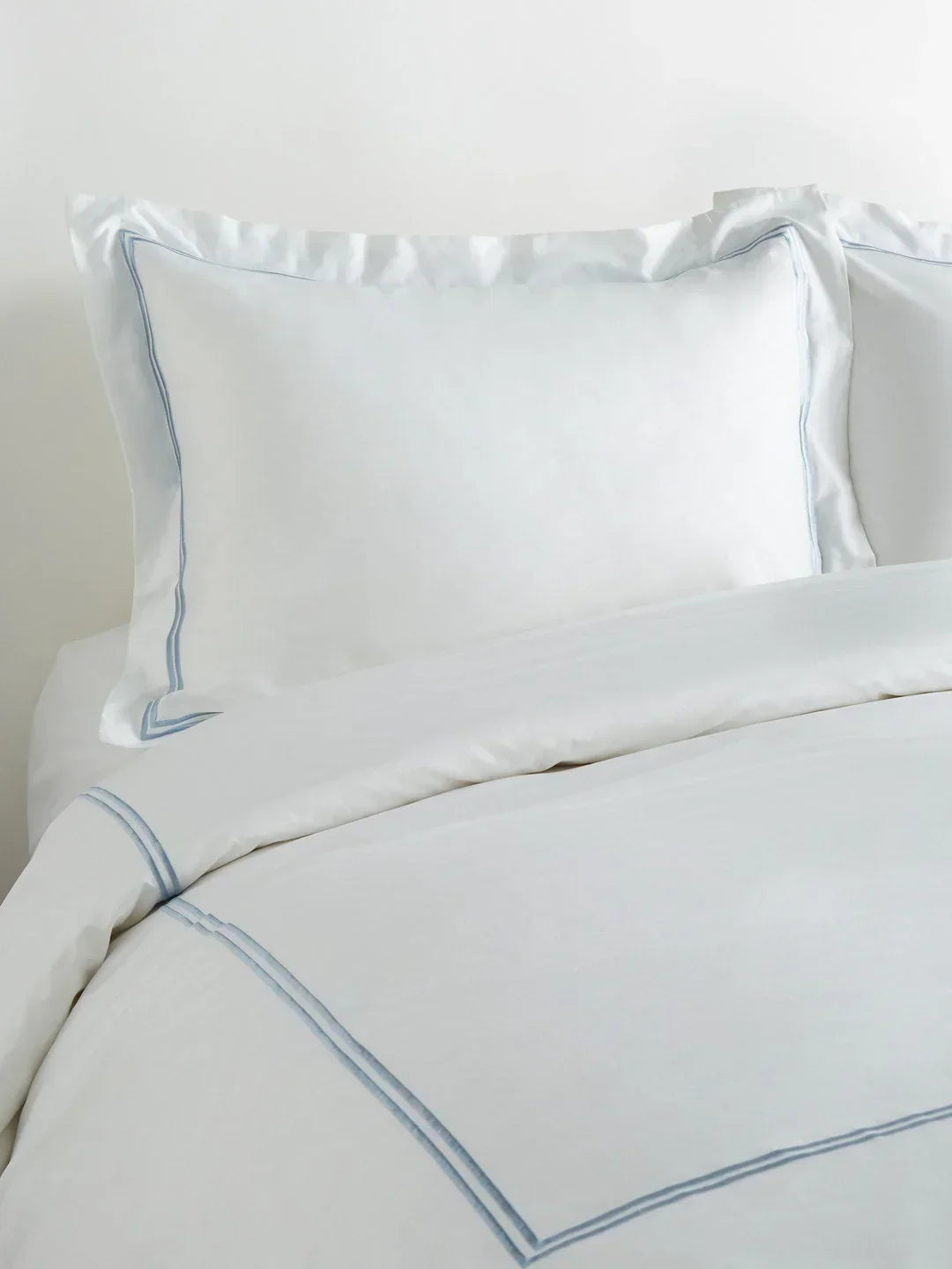 600 Thread Count Double Stripe Embroidered Duvet Set, detail shot - House Of Avana