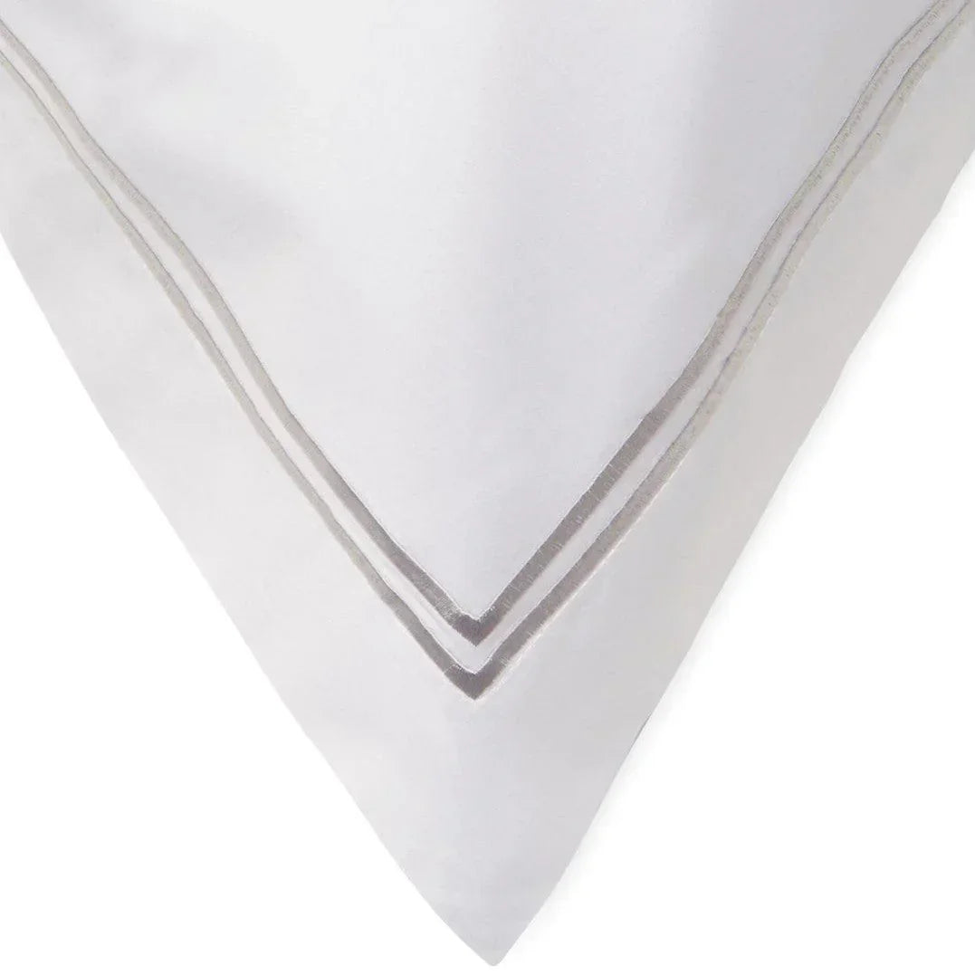 600 Thread Count Double Stripe Embroidered Duvet Set, top view - House Of Avana