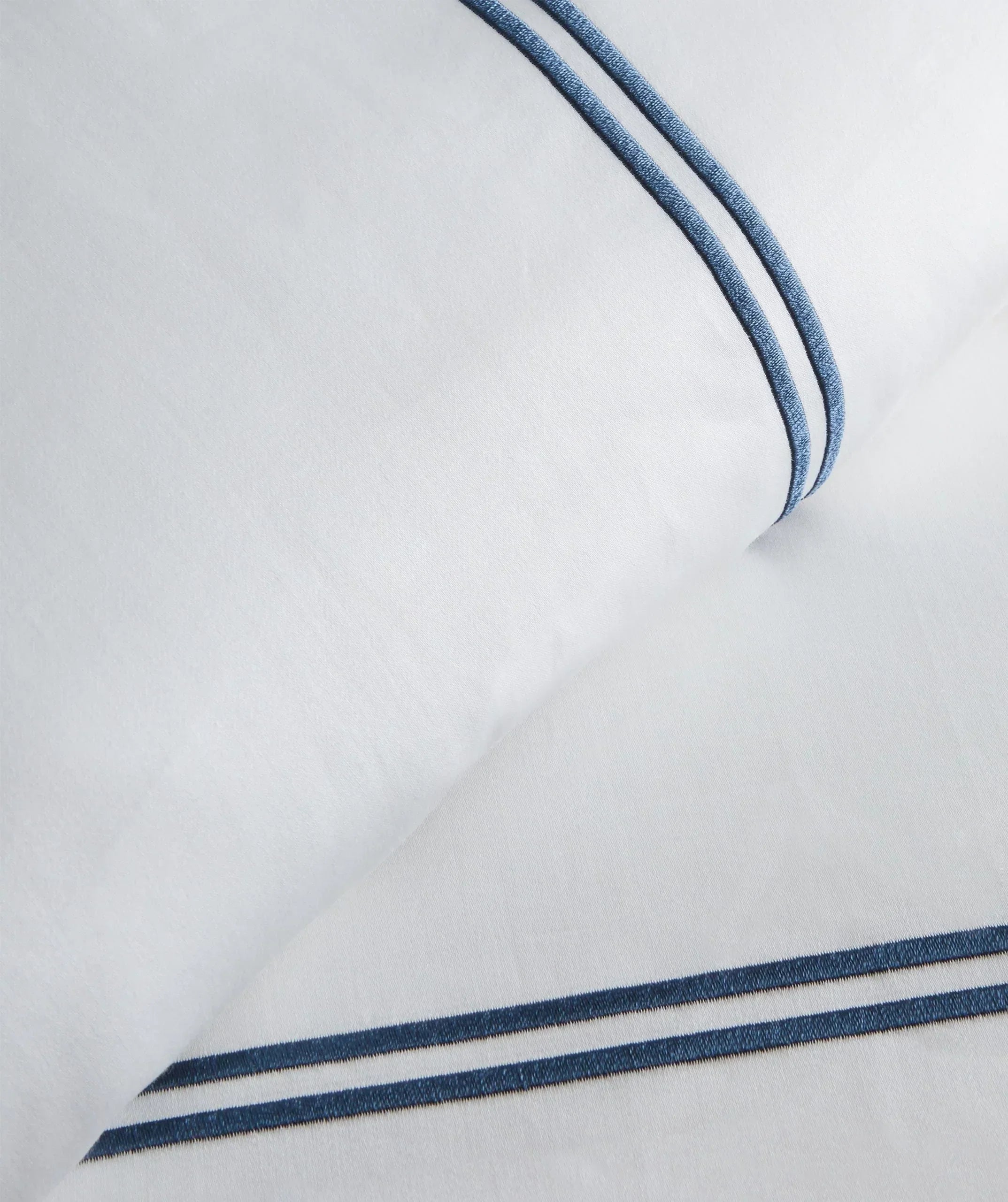 600 Thread Count Double Stripe Embroidered Duvet Set, angled view - House Of Avana