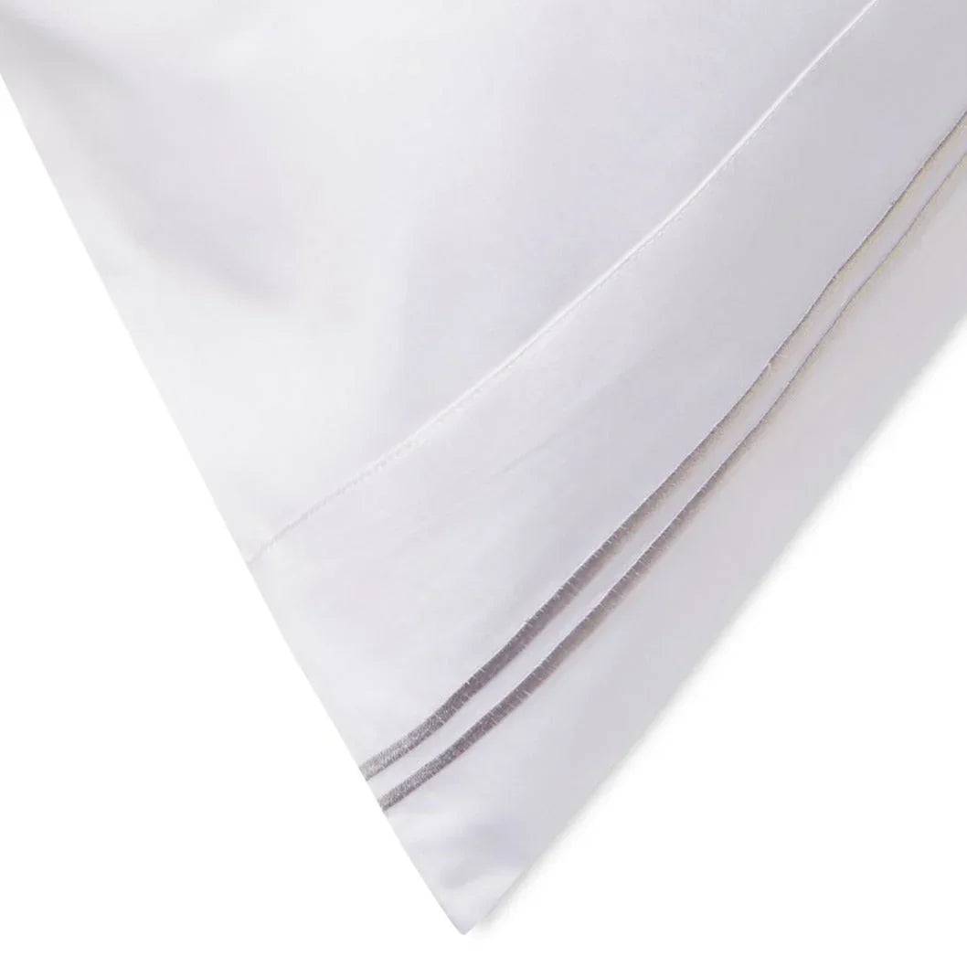 600 Thread Count Double Stripe Embroidered Pillowcases, side view - House Of Avana