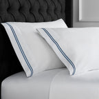 600 Thread Count Double Stripe Embroidered Pillowcases, angled view - House Of Avana
