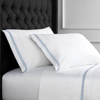 600 Thread Count Double Stripe Embroidered Sheet Set, front view - House Of Avana