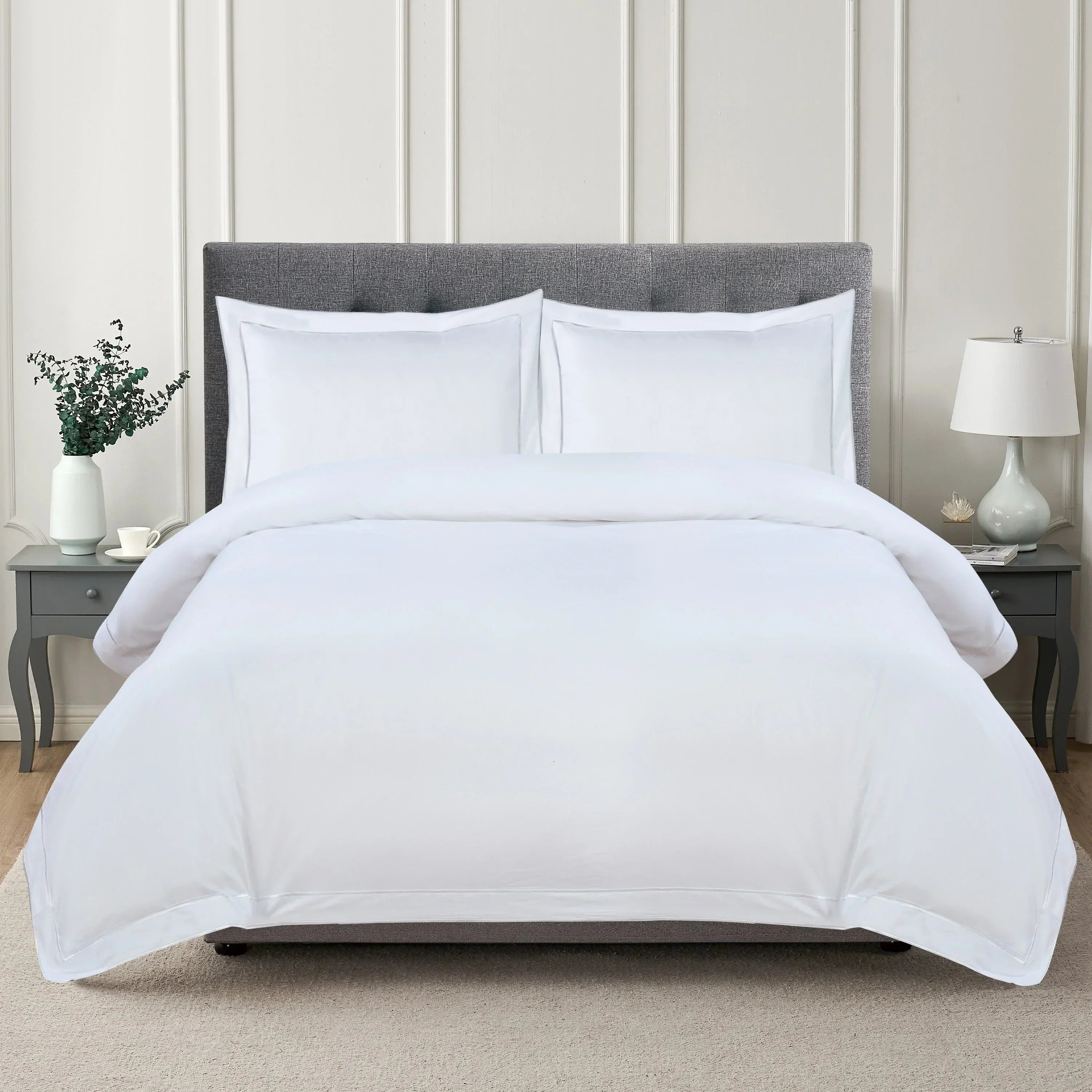600 Thread Count Framed Sateen Embroidered Cotton Duvet Set, product packaging - House Of Avana