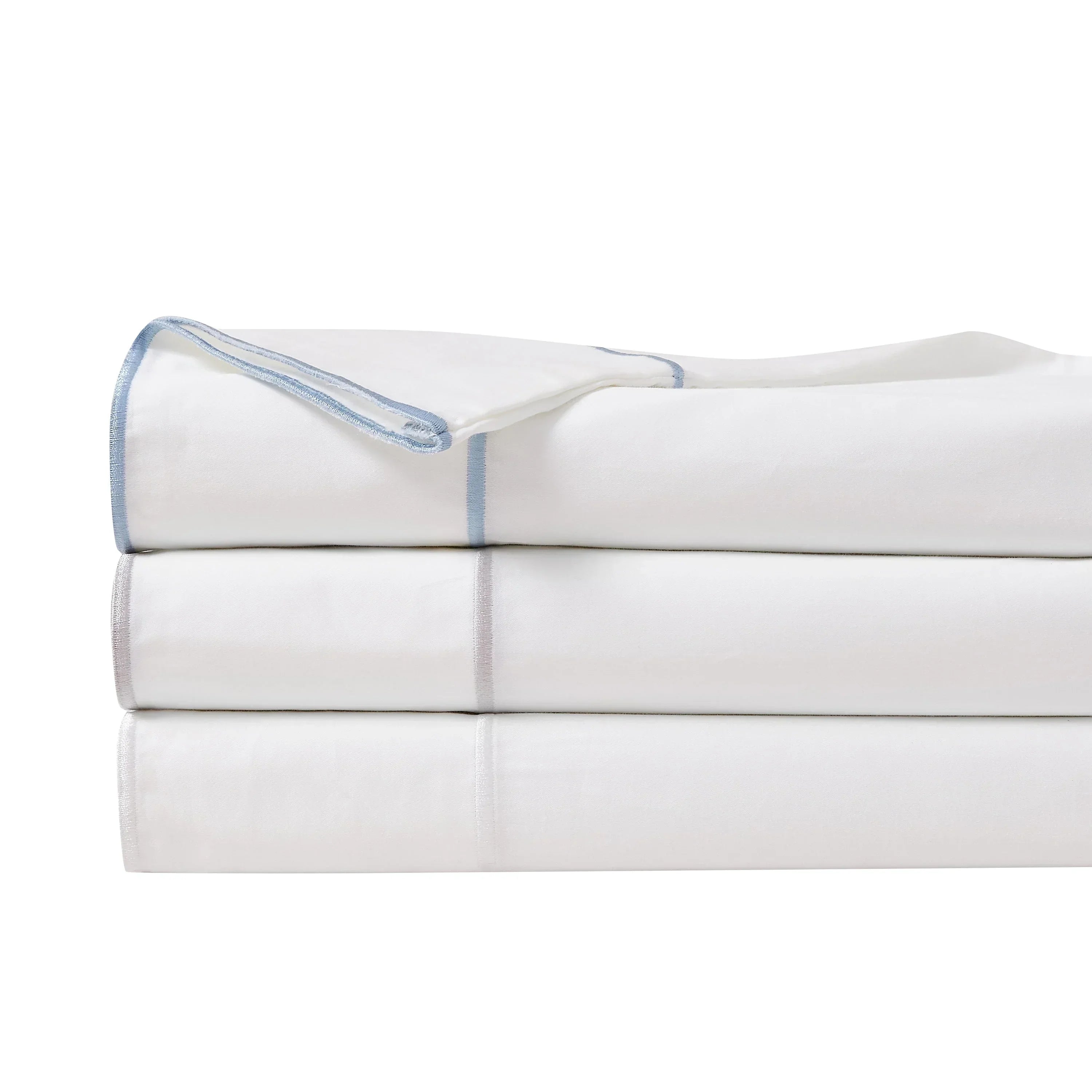 600 Thread Count Framed Sateen Embroidered Cotton Duvet Set, back view - House Of Avana