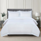600 Thread Count Framed Sateen Embroidered Cotton Duvet Set, detail shot - House Of Avana