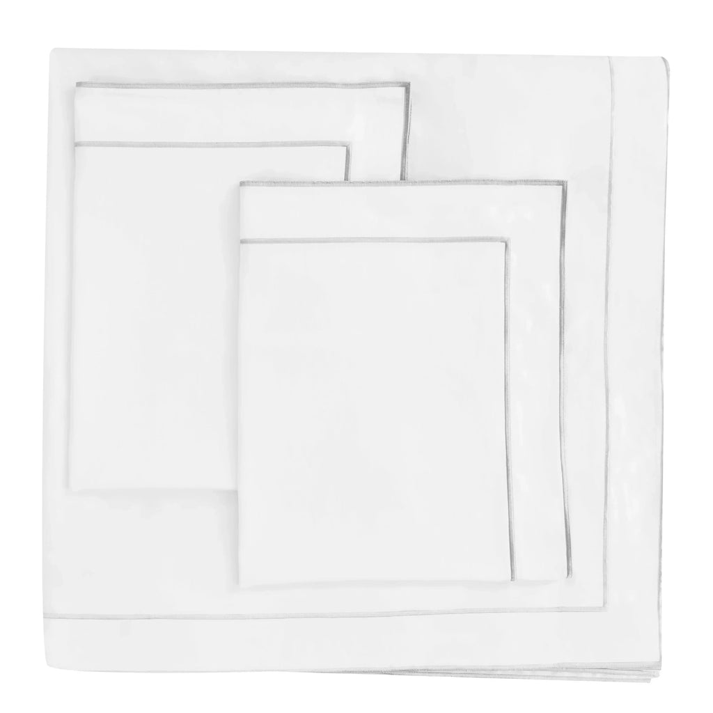600 Thread Count Framed Sateen Embroidered Cotton Duvet Set, top view - House Of Avana