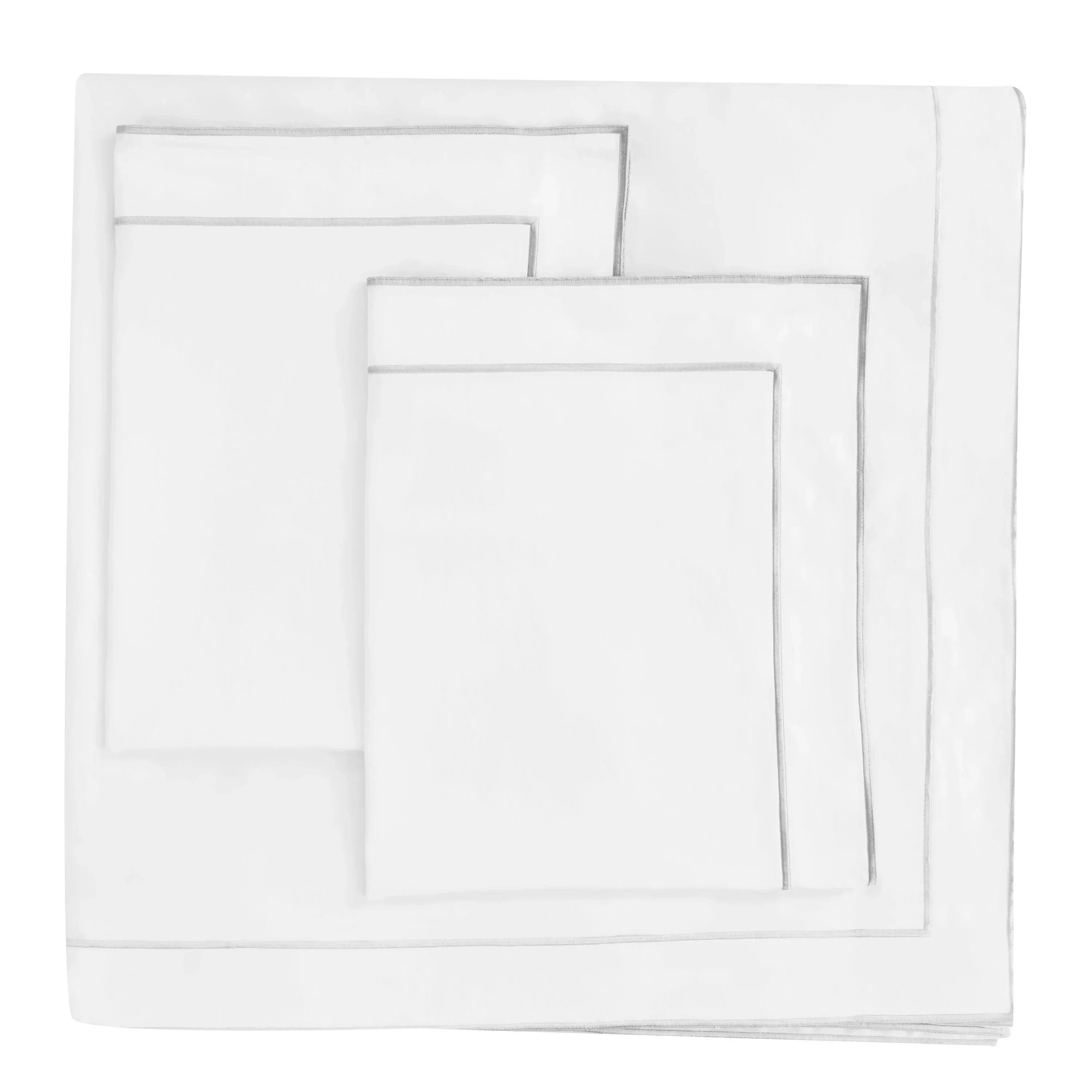 600 Thread Count Framed Sateen Embroidered Cotton Duvet Set, top view - House Of Avana