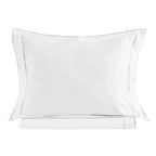 600 Thread Count Framed Sateen Embroidered Cotton Duvet Set, angled view - House Of Avana