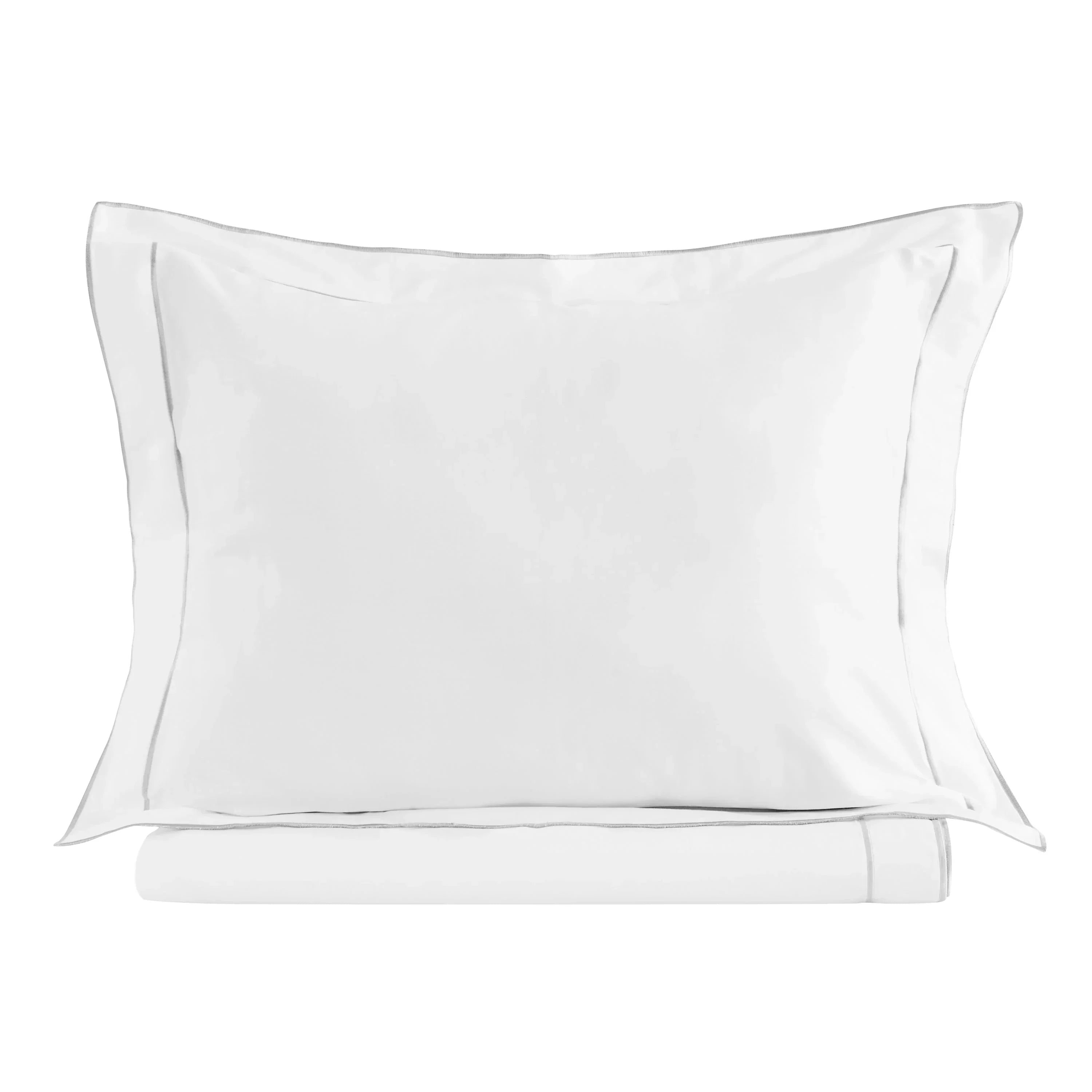 600 Thread Count Framed Sateen Embroidered Cotton Duvet Set, angled view - House Of Avana