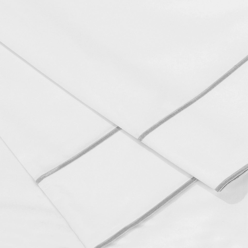 600 Thread Count Framed Sateen Embroidered Cotton Pillowcase Pair Mélange Home