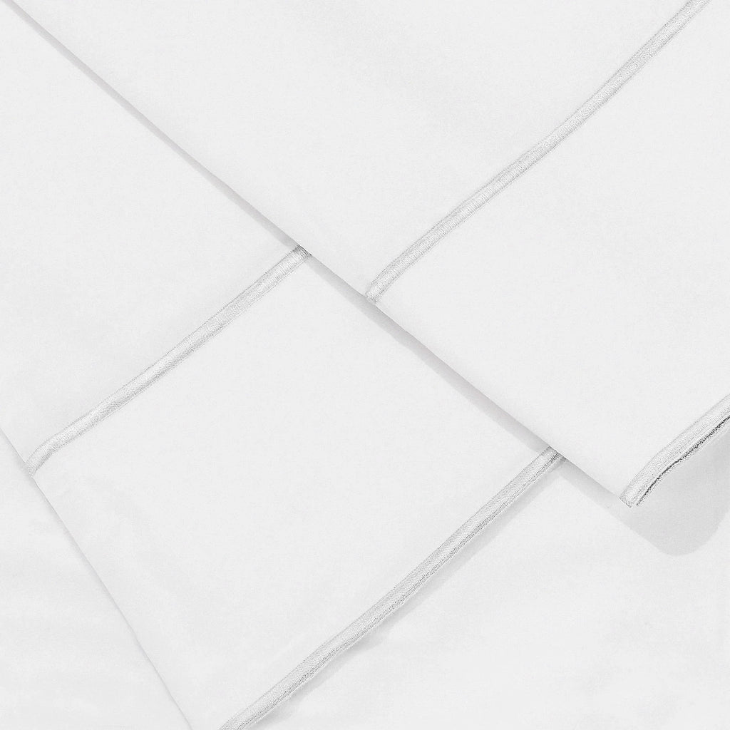 600 Thread Count Framed Sateen Embroidered Cotton Pillowcase Pair, alternate view - House Of Avana