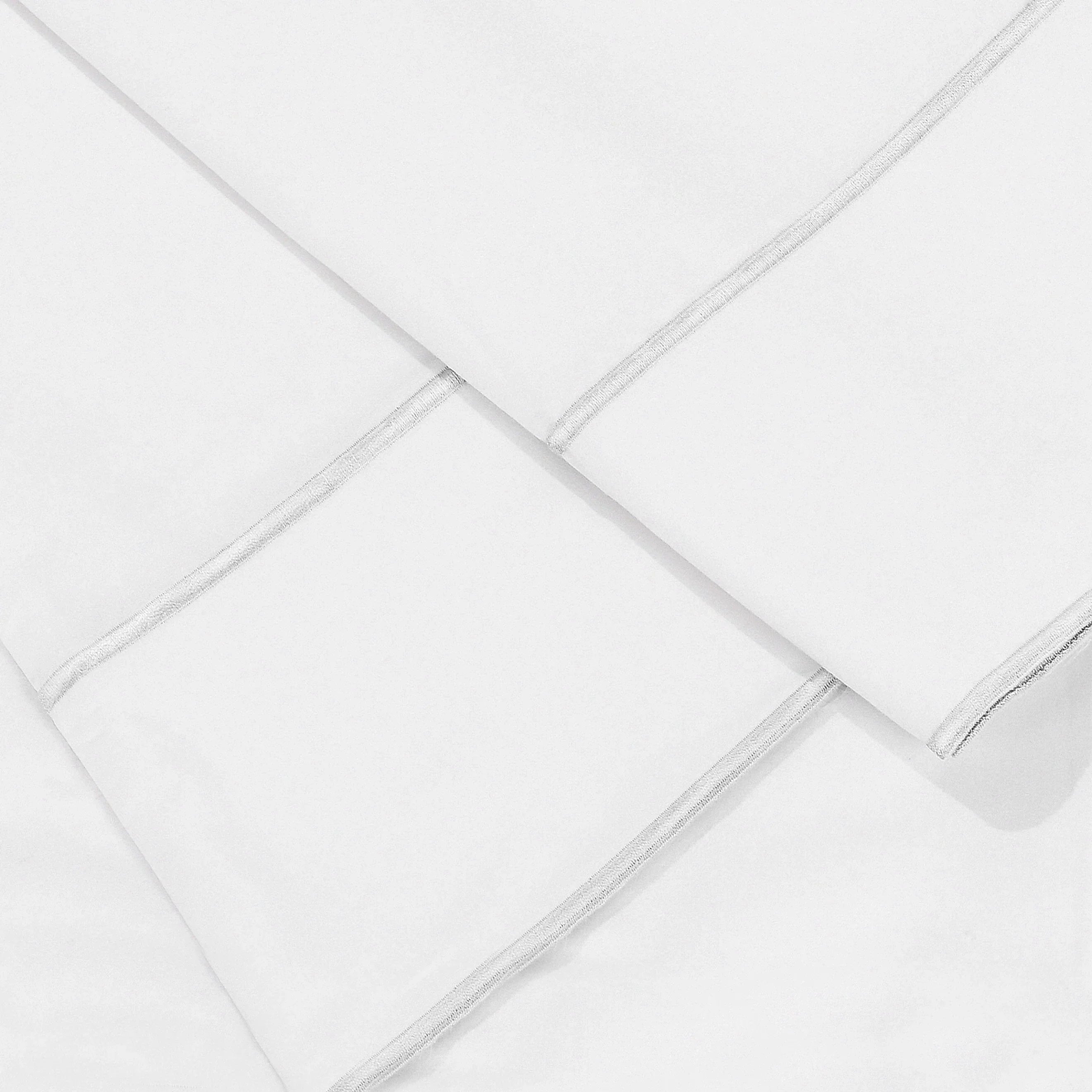 600 Thread Count Framed Sateen Embroidered Cotton Pillowcase Pair, alternate view - House Of Avana