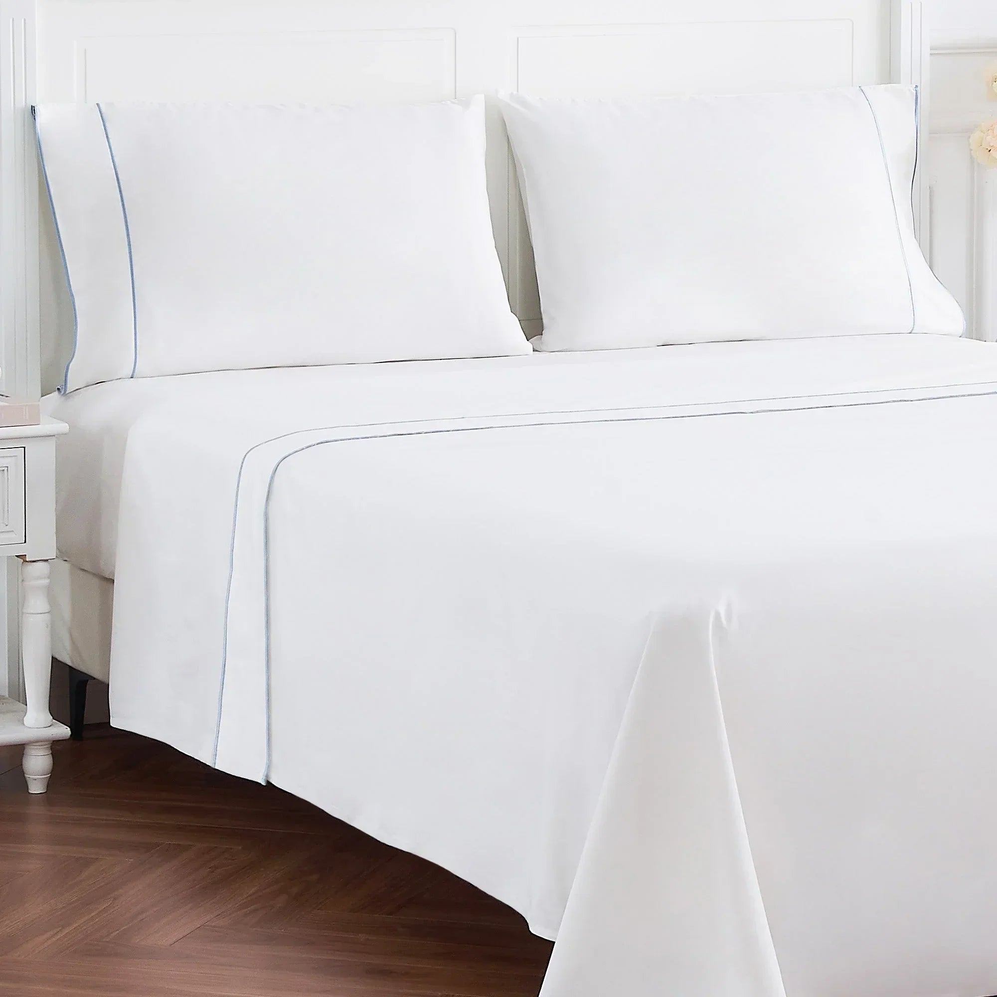 600 Thread Count Framed Sateen Embroidered Cotton Sheet Set Mélange Home