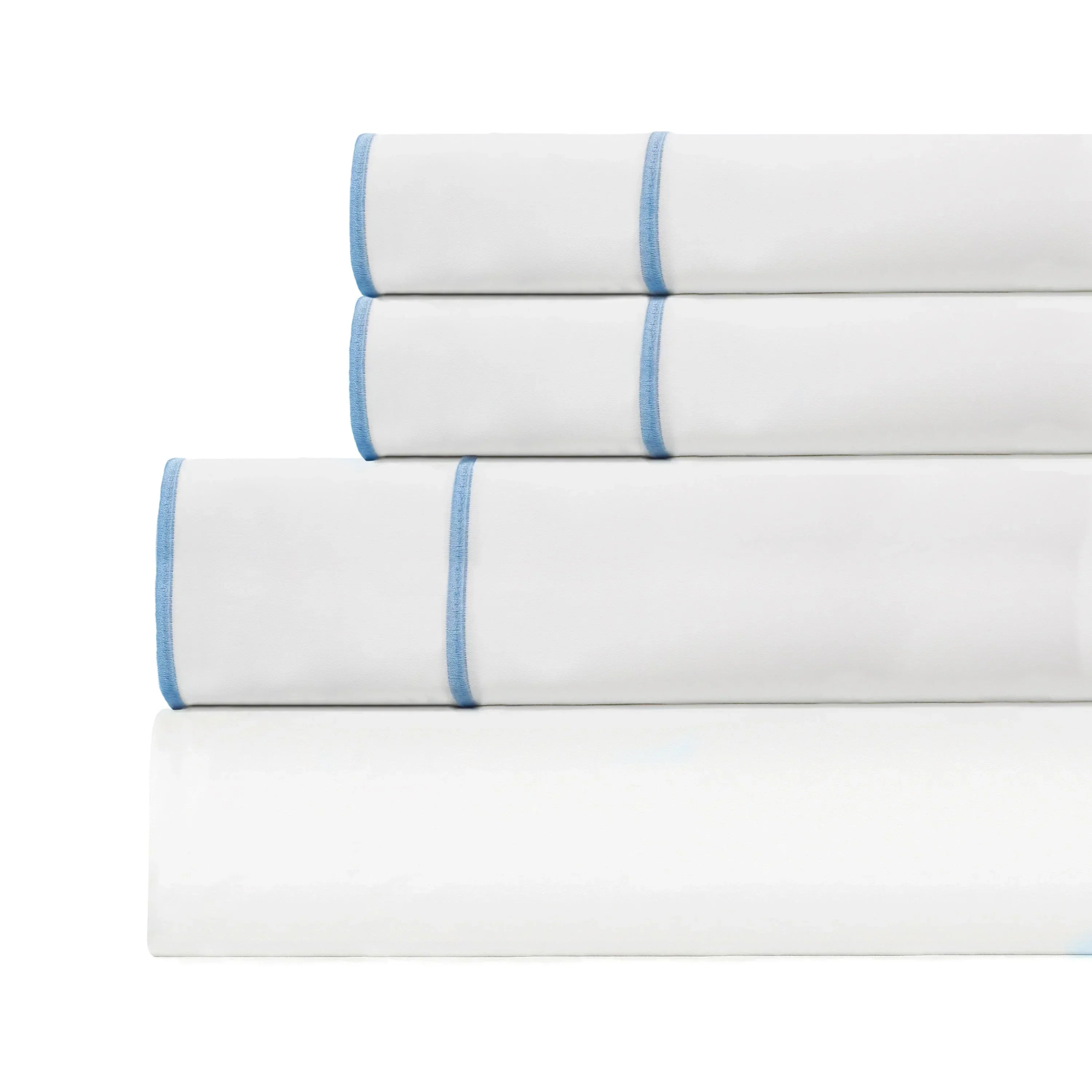 600 Thread Count Framed Sateen Embroidered Cotton Sheet Set, alternate view - House Of Avana