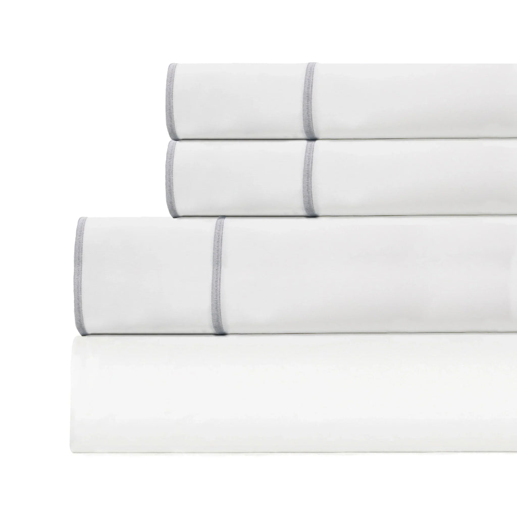 600 Thread Count Framed Sateen Embroidered Cotton Sheet Set Mélange Home