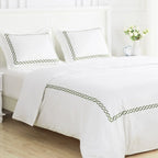 600 Thread Count Rope Embroidered Duvet Set, front view - House Of Avana
