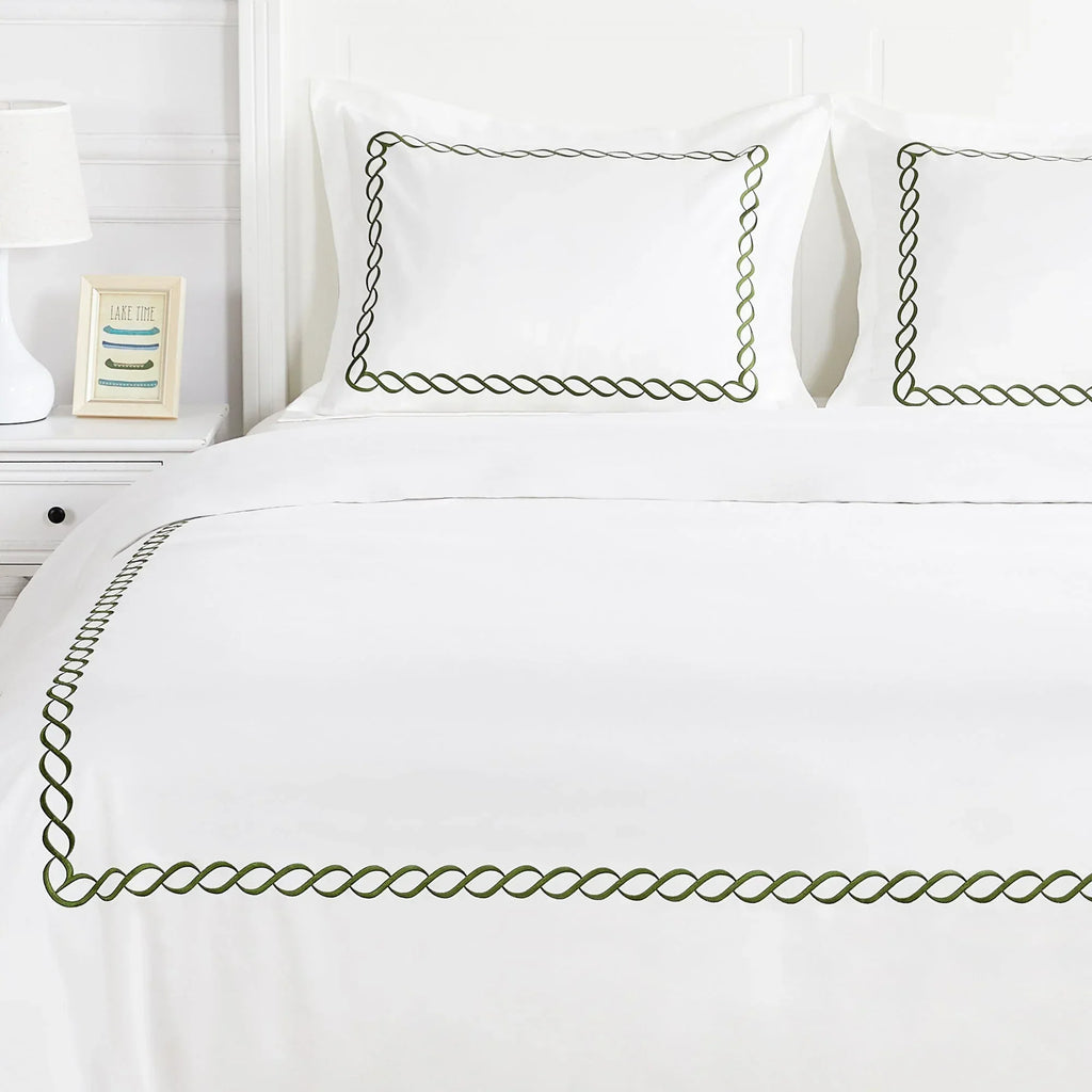 600 Thread Count Rope Embroidered Duvet Set, in-use display - House Of Avana