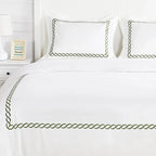 600 Thread Count Rope Embroidered Duvet Set, in-use display - House Of Avana